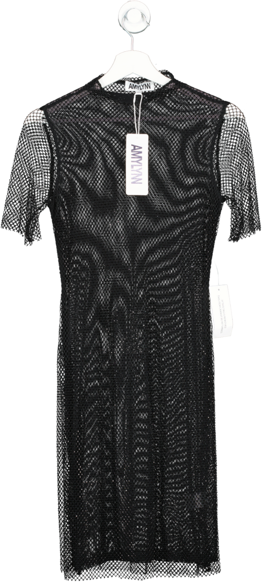 Amy Lynn London Black Mila Embellished High Neck Mini Dress UK XS