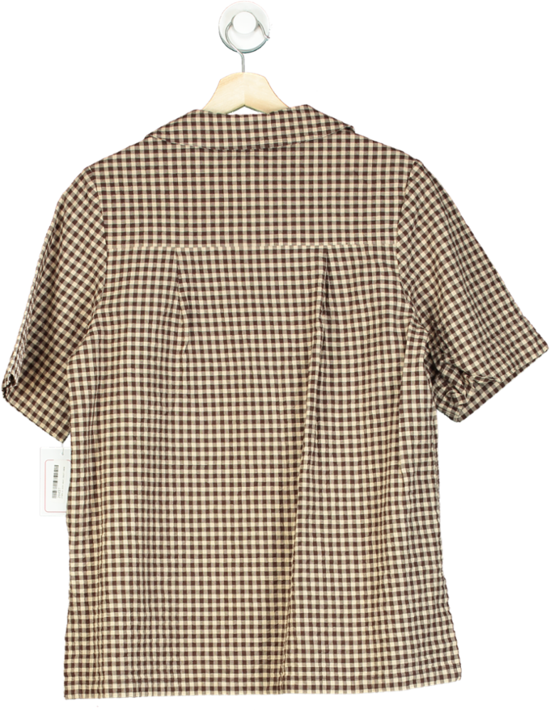 Toast Brown Checkered Short Sleeve Shirt UK M