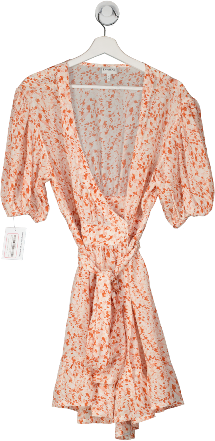 Evarae Red Silk Printed Wrap Around Mini Dress UK L