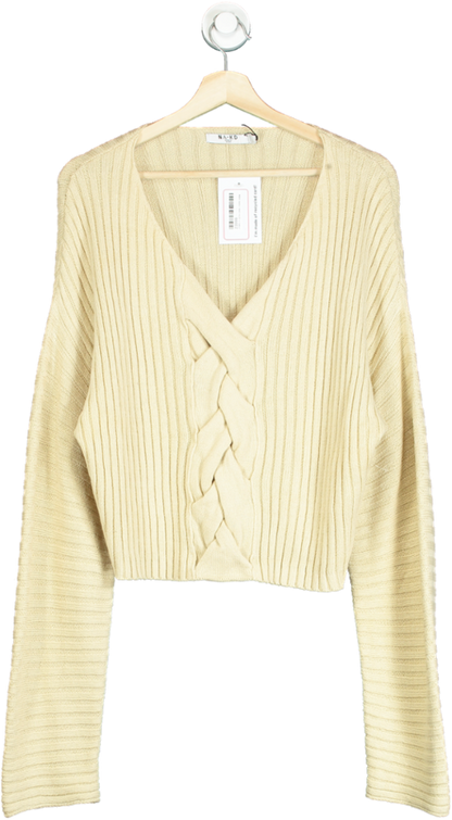 NA-KD Beige Braided Knitted Sweater UK S