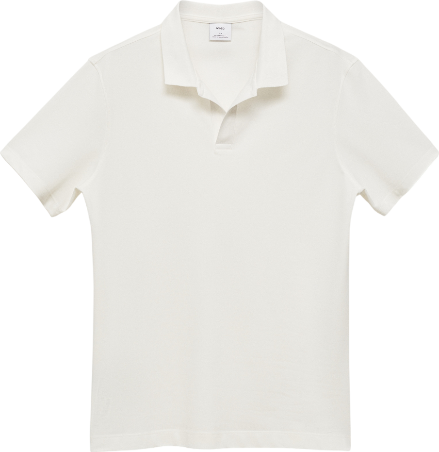 MANGO White Slim-fit Cotton-piqué Polo Shirt UK XL