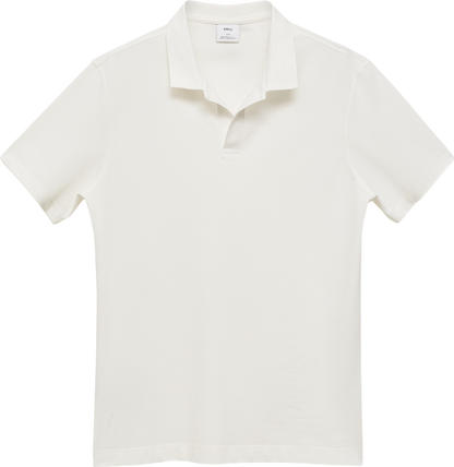 MANGO White Slim-fit Cotton-piqué Polo Shirt UK XL