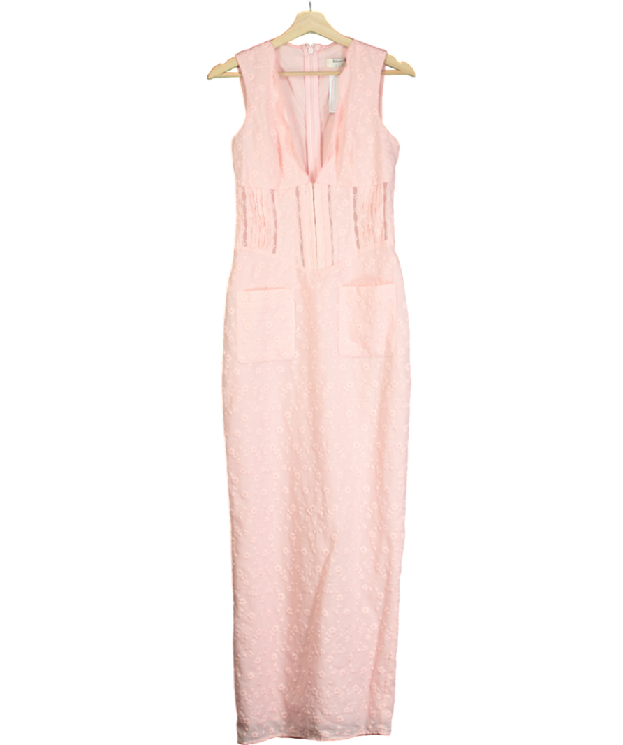 House of CB Pink Sophina Broderie-anglaise Woven Maxi Dress UK M