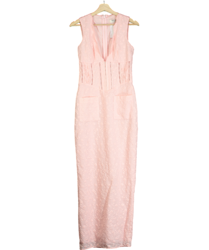 House of CB Pink Sophina Broderie-anglaise Woven Maxi Dress UK M