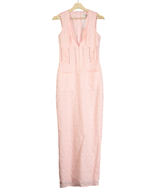 House of CB Pink Sophina Broderie-anglaise Woven Maxi Dress UK M