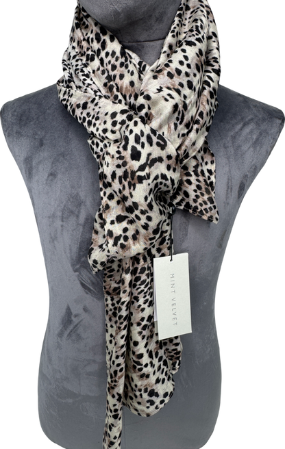 Mint Velvet Beige Animal Print Lightweight Scarf One Size