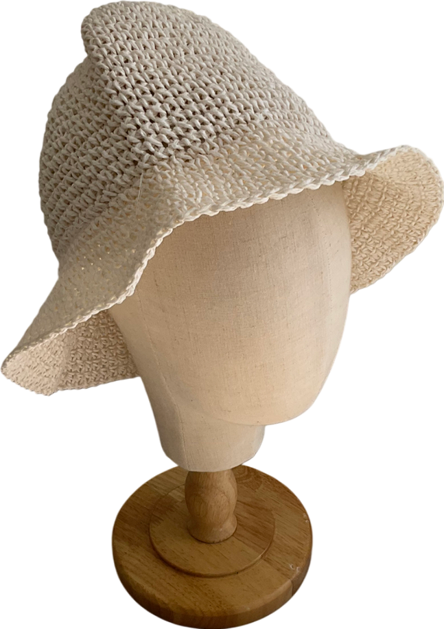 H&M Cream Woven Bucket Hat UK M