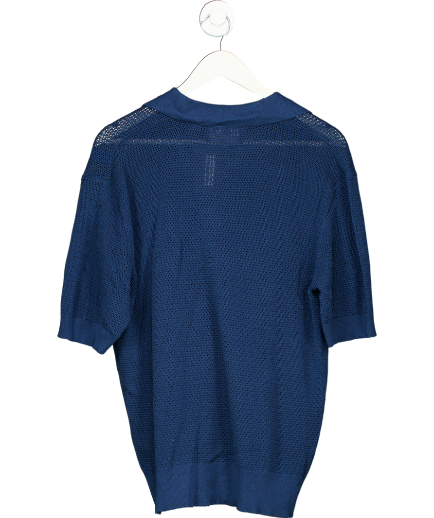 Grand Le Mar Blue Knitted Short Sleeve Jersey Polo UK M