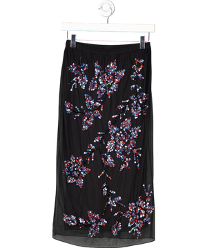 Pinko Black Floral Sequin Skirt UK S