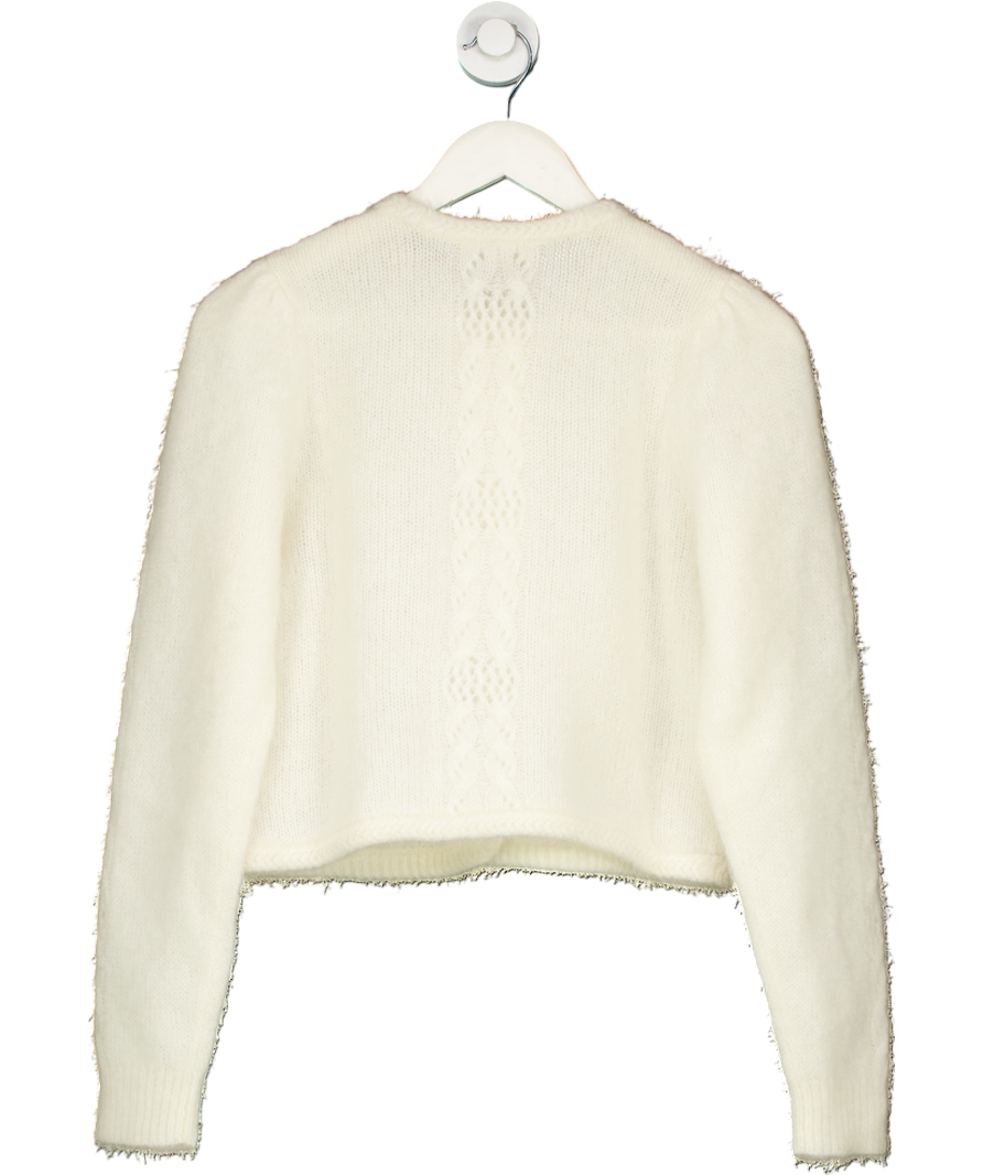 Sezane Cream Evy Wool & Kid Mohair Cardigan UK S