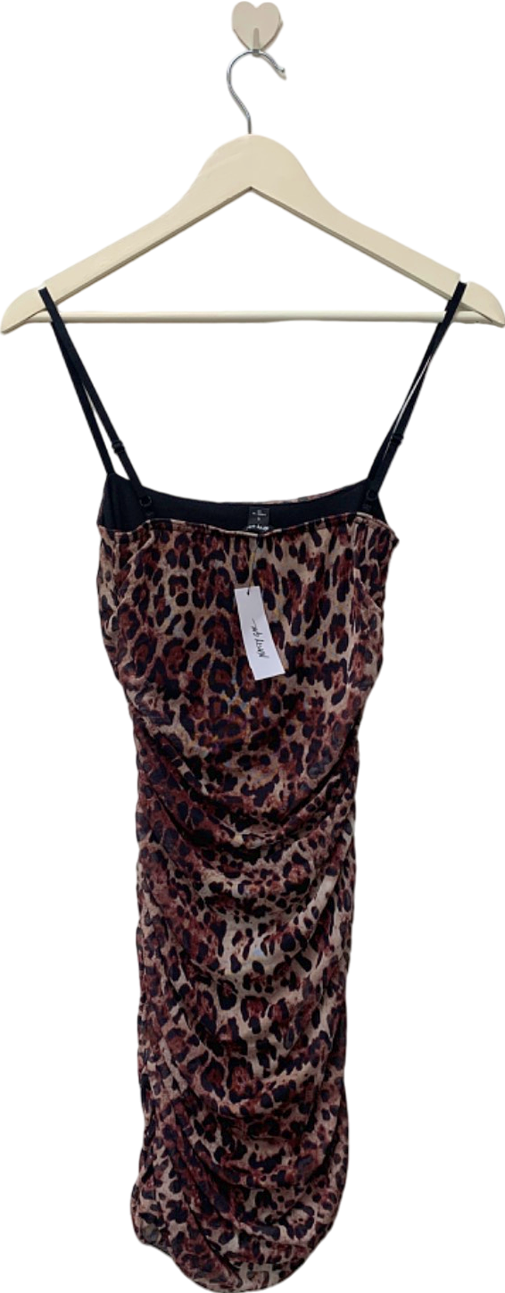 Nasty Gal Leopard Print Ruched Mini Dress UK S