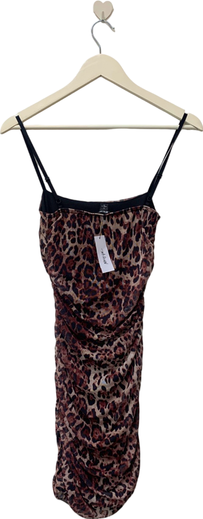 Nasty Gal Leopard Print Ruched Mini Dress UK S