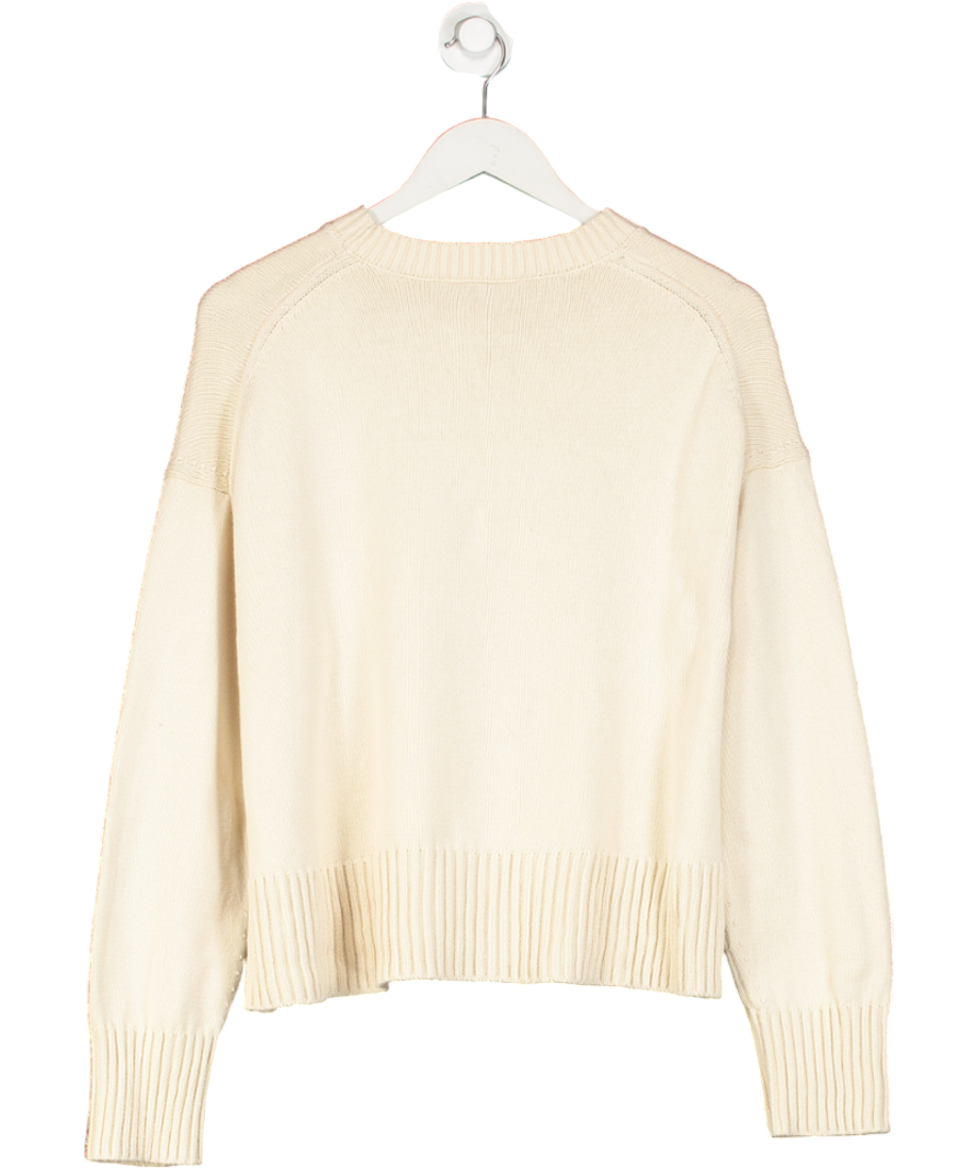 EVERLANE Cream The Cotton Honeycomb Square Crew UK M