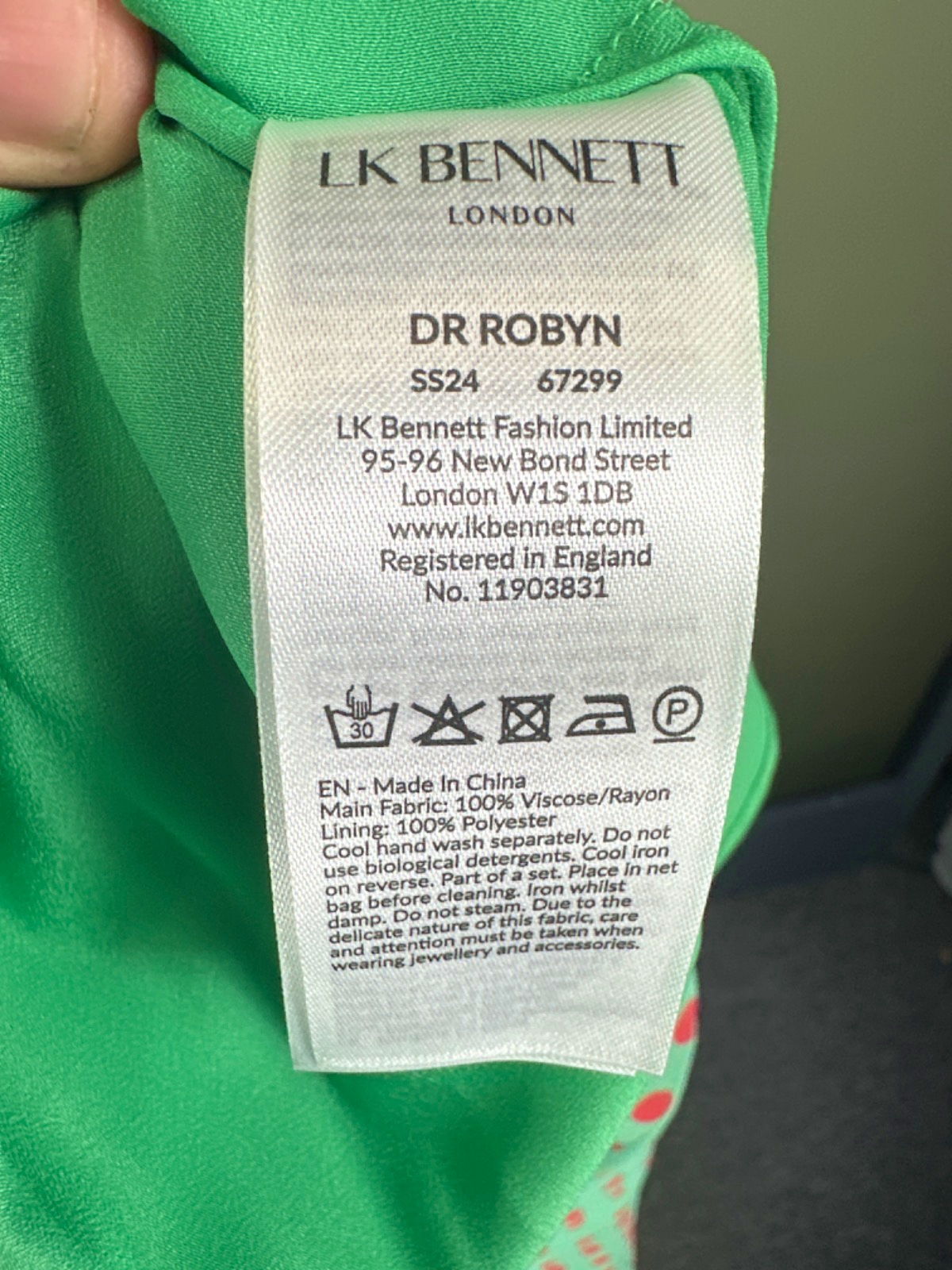 LK Bennett Green Robyn Dress UK 8