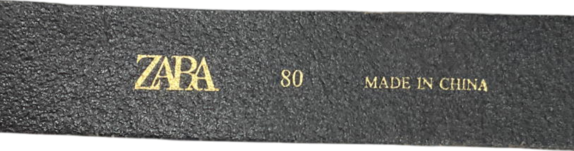 ZARA Black Leather Gold Chain Belt W31