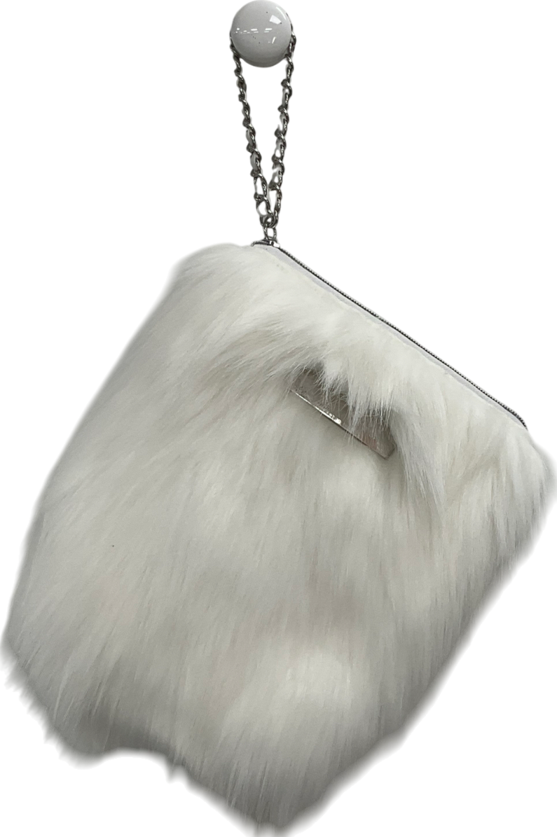 Huda Beauty White Faux Fur Bag And Hat Set
