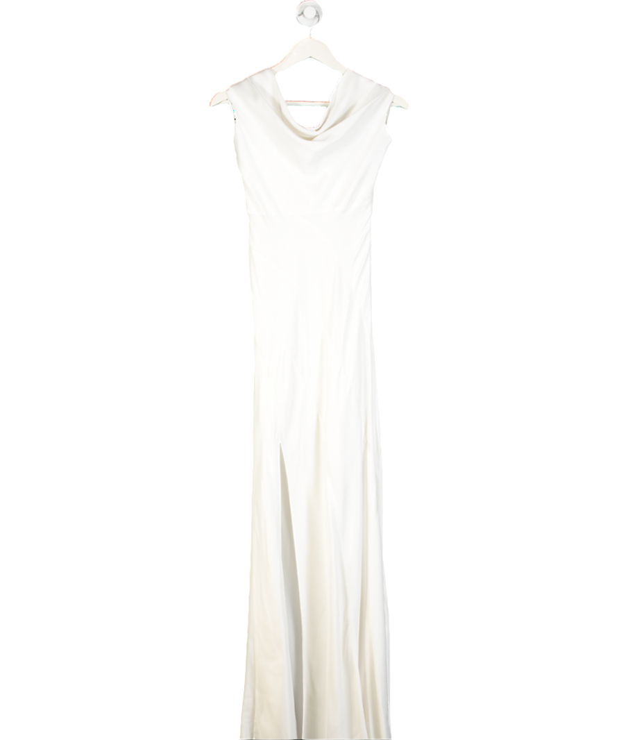 Karen Millen Cream Satin Crepe Mix Cowl Neck Maxi Dress UK 6