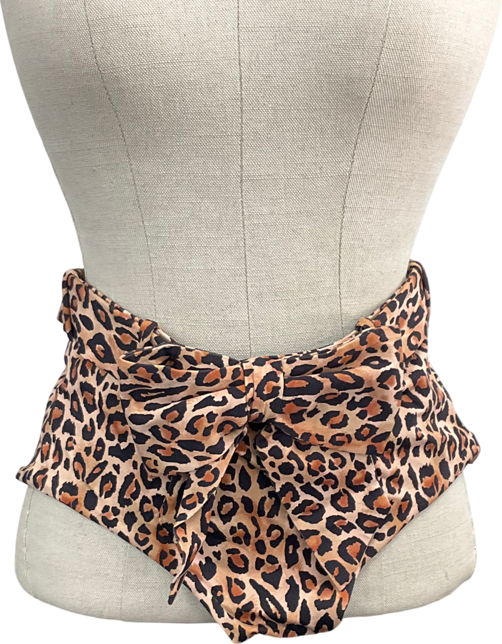 Arabella London Brown Leopard Print Bow Full Brief Bikini Bottoms UK 8