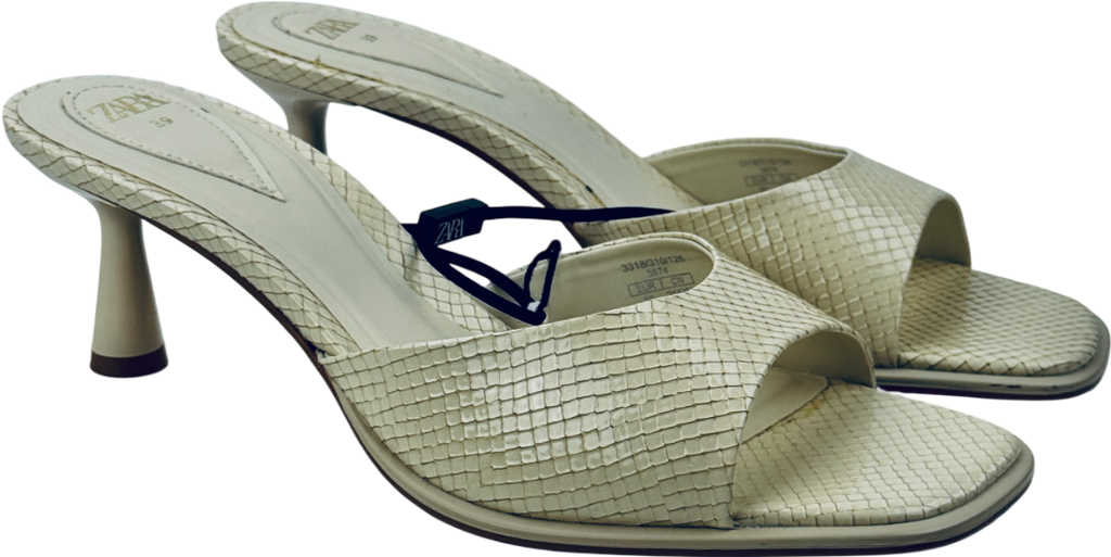 ZARA Cream Kitten Heel Mule Sandals UK 6 EU 39 👠