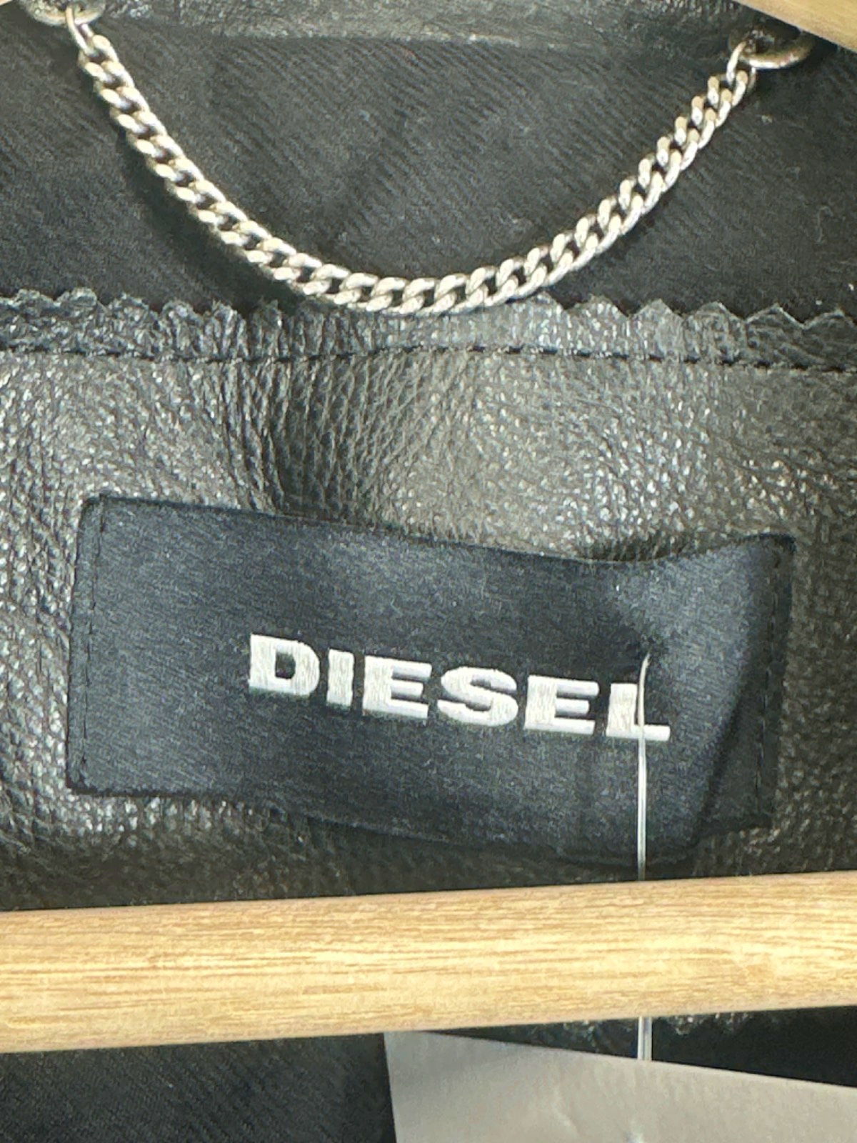 Diesel Black Leather Biker Jacket UK M