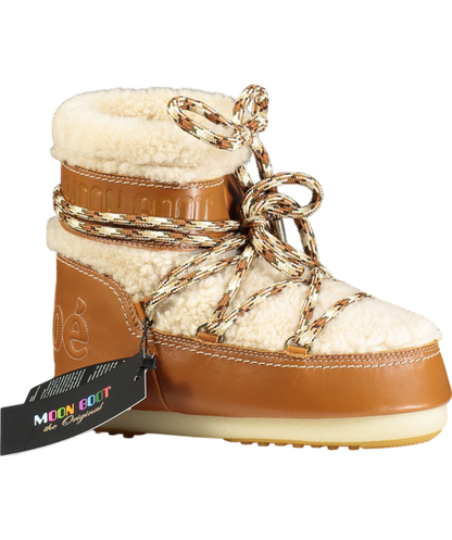 Chloé Brown Wool & Leather Logo Snow Moon Boots UK 6.5 EU 39.5 👠