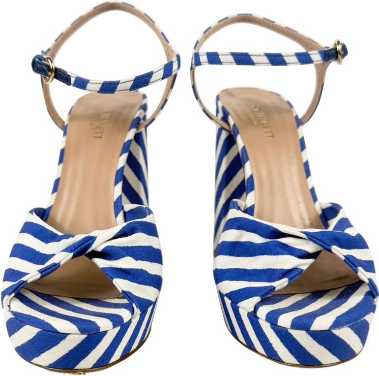 LK Bennett Blue Amanda Striped Woven Platform Sandal UK 5 EU 38
