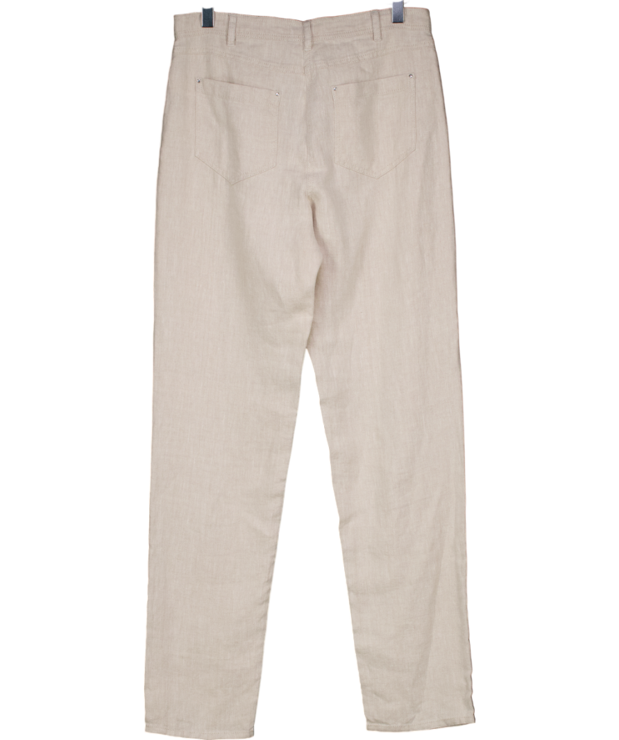 The White Company Beige Classic Tailored Linen Trousers UK 6
