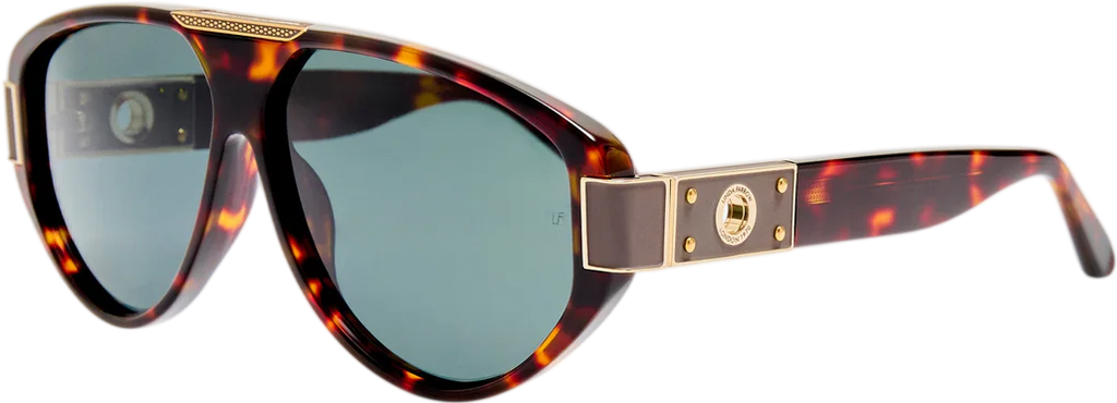 LINDA FARROW Brown Dark Tortoiseshell Rowan Sunglasses In Case