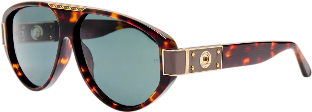 LINDA FARROW Brown Dark Tortoiseshell Rowan Sunglasses In Case