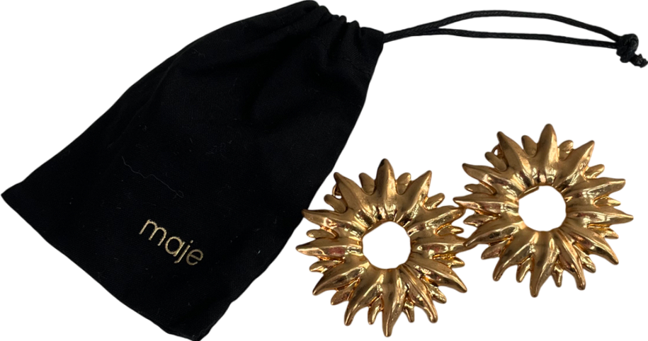 Maje Metallic Metal Sun Earrings One Size
