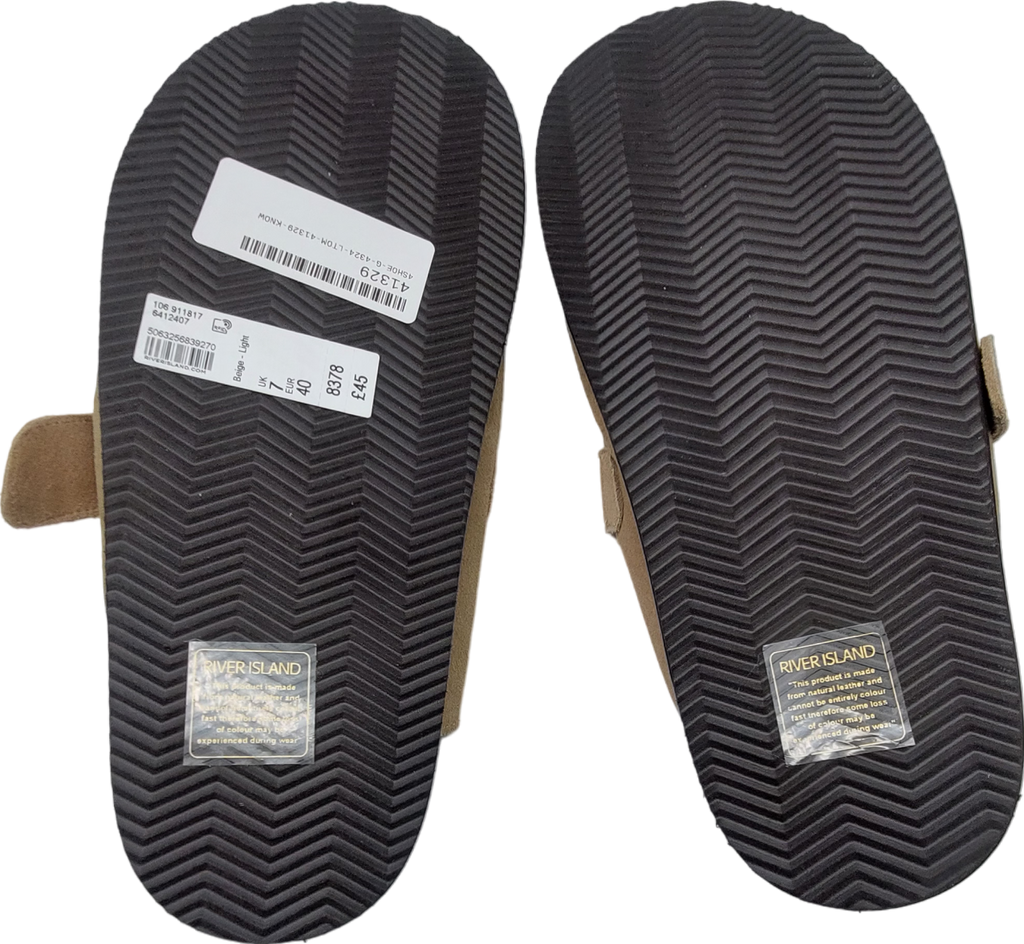 River Island Beige Suede Mules UK 7 EU 40 👠