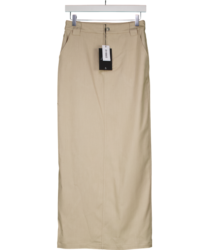 4th & Reckless Beige Miley Tailored Column Maxi Skirt UK 8