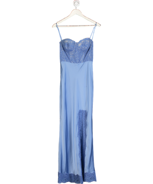 Rebecca Vallance Blue Larisa Lace-trimmed Silk Maxi Dress UK 6
