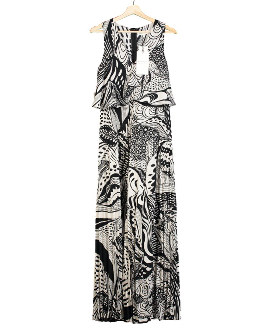 Phase Eight Saskia Pleated Wide Leg Jumpsuit, Black/cream UK 12