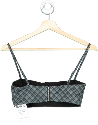 White Fox Grey Checked Cropped Top UK XS