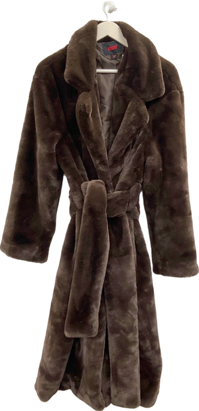 Misspap Brown Faux Fur Coat UK 12