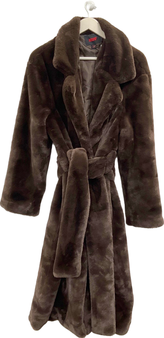 Misspap Brown Faux Fur Coat UK 12