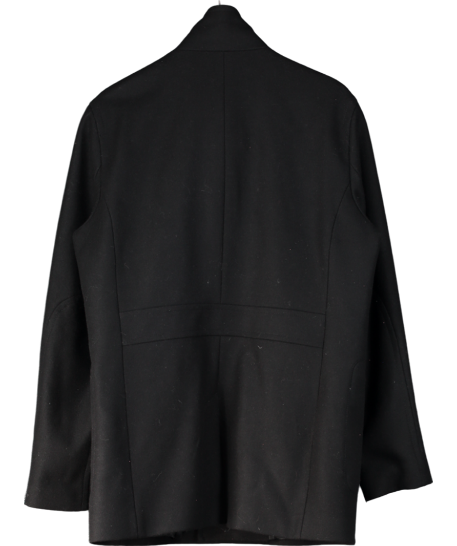 REISS Black Brute Wool Overcoat UK XL