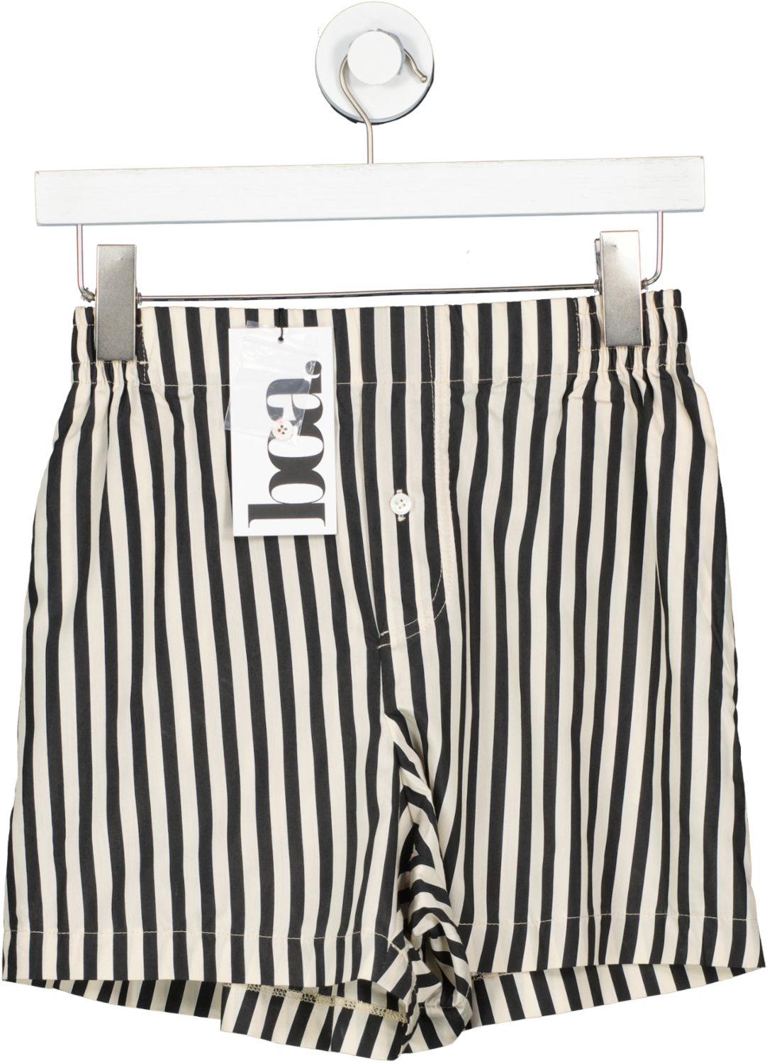 BOA Black Striped Cotton Boxer Shorts UK XS