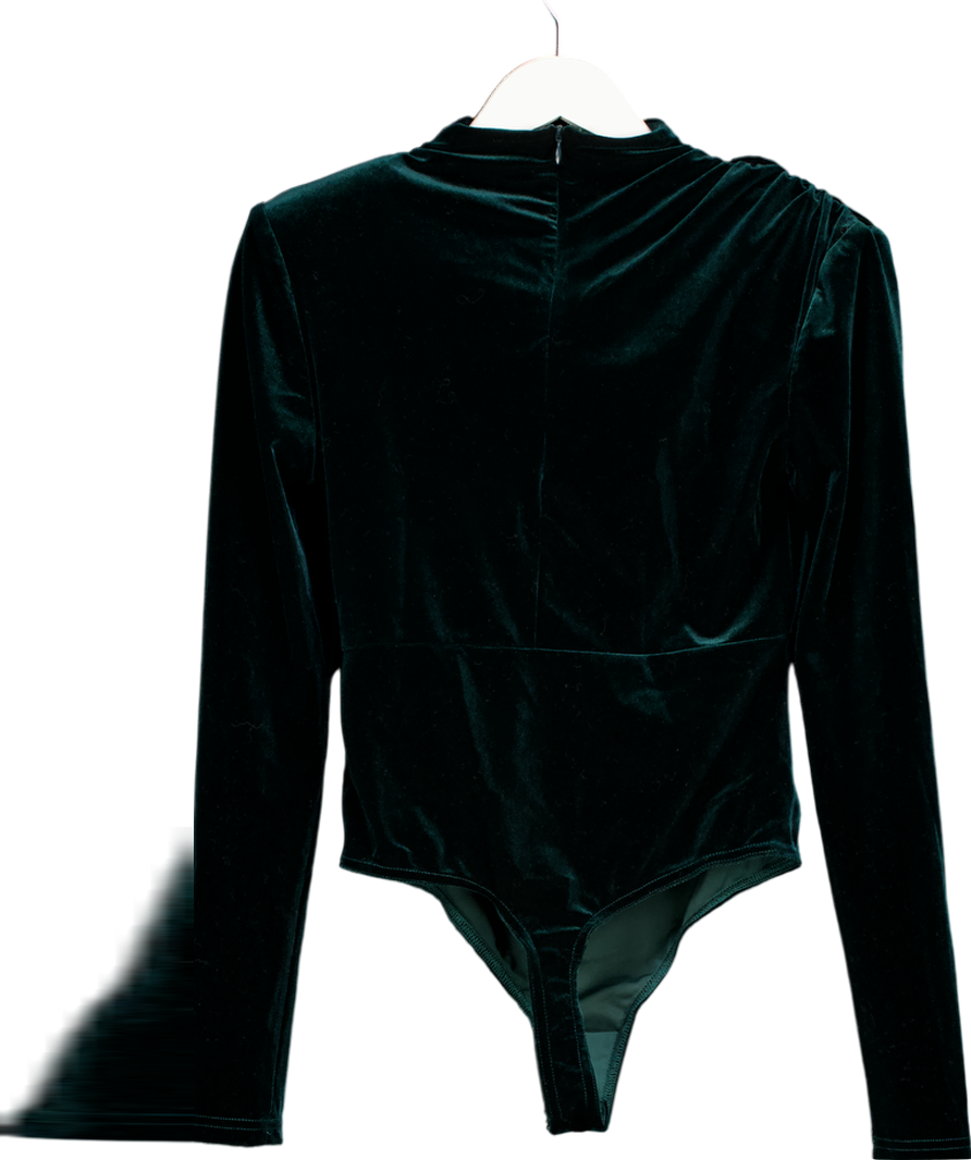 Karen Millen Green Stretch Velvet Bodysuit UK S