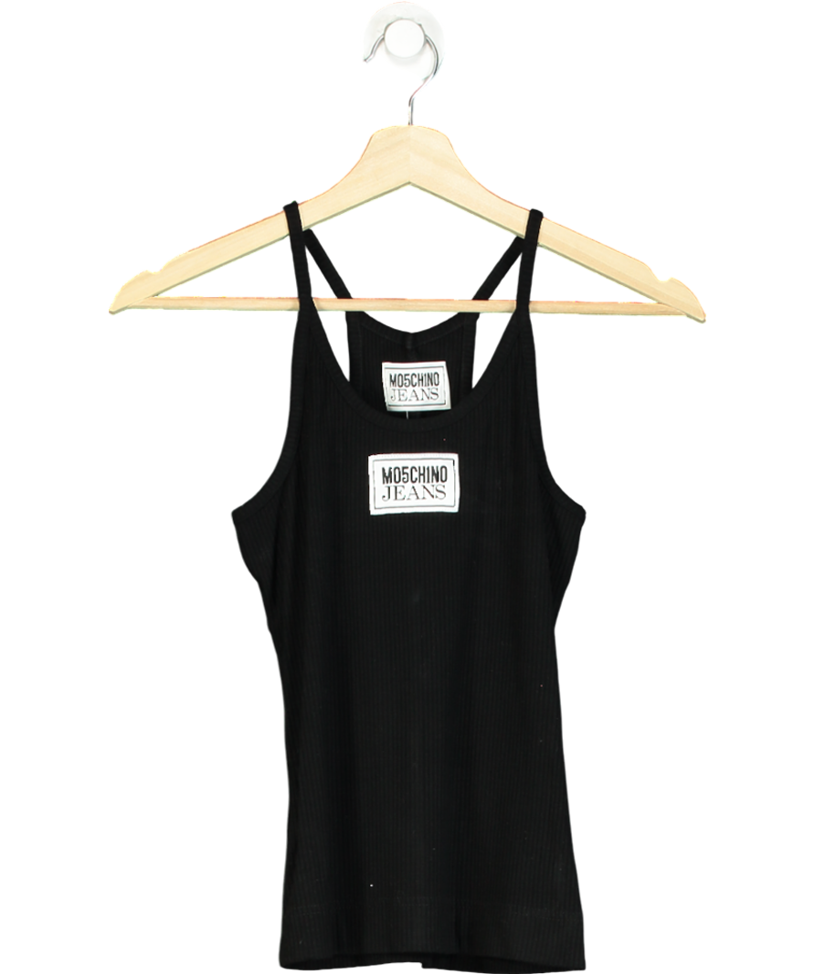 Moschino Black Logo Patch Sleeveless Knitted Top UK S