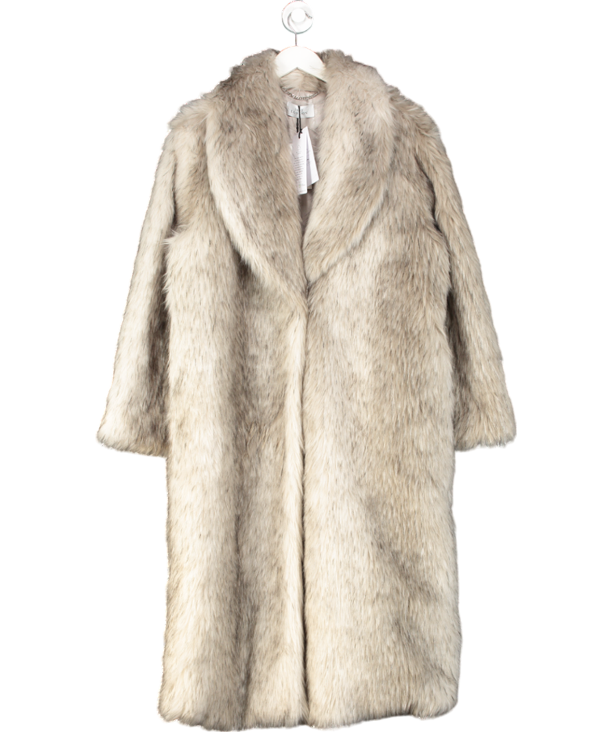 Issy London Grey Elizabeth Faux Fur Tipped Maxi Coat UK M/L