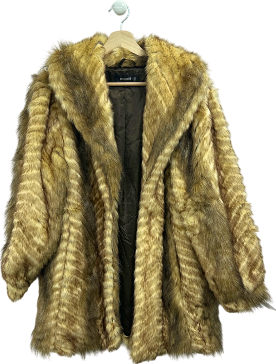 Missguided Brown Faux Fur Coat UK 10