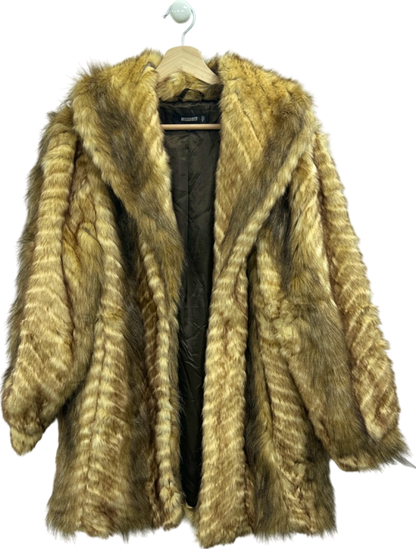 Missguided Brown Faux Fur Coat UK 10