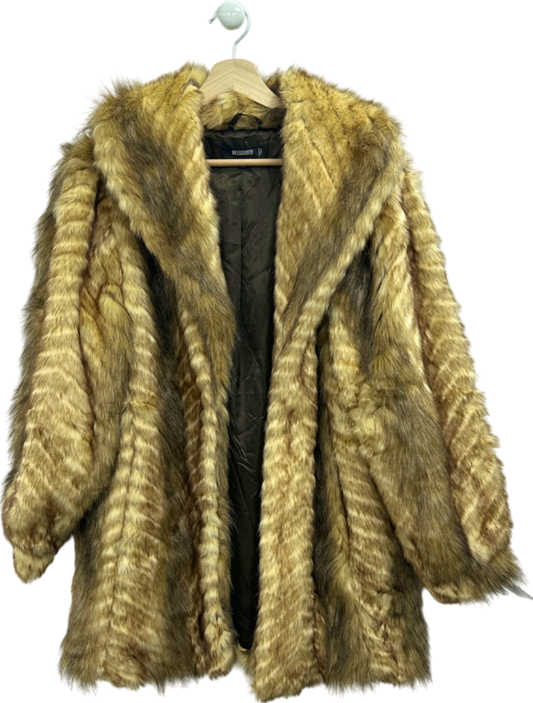 Missguided Brown Faux Fur Coat UK 10