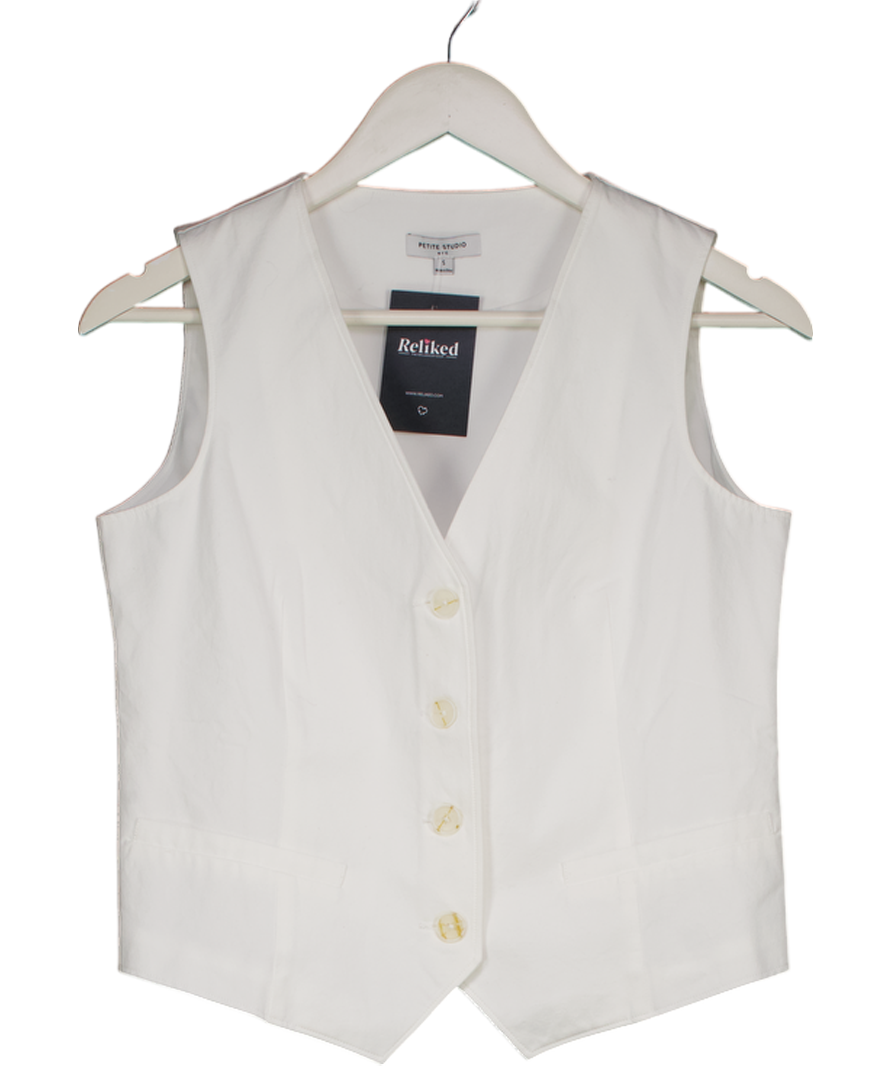 Petite Studio NYC White Bridgett Vest Waistcoat UK S
