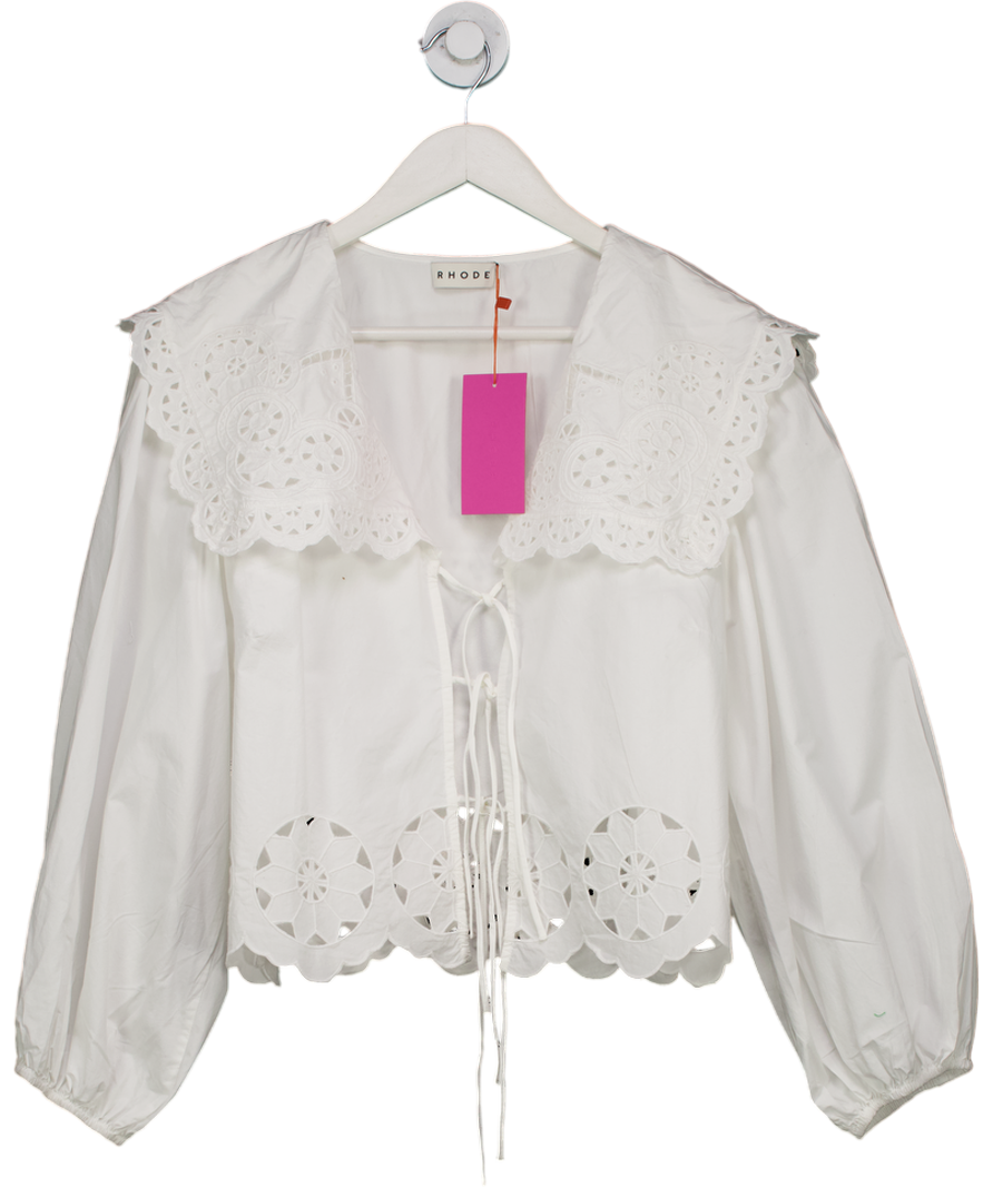 Rhode White Giulio Oversized Collar Top UK M