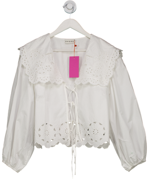 Rhode White Giulio Oversized Collar Top UK M