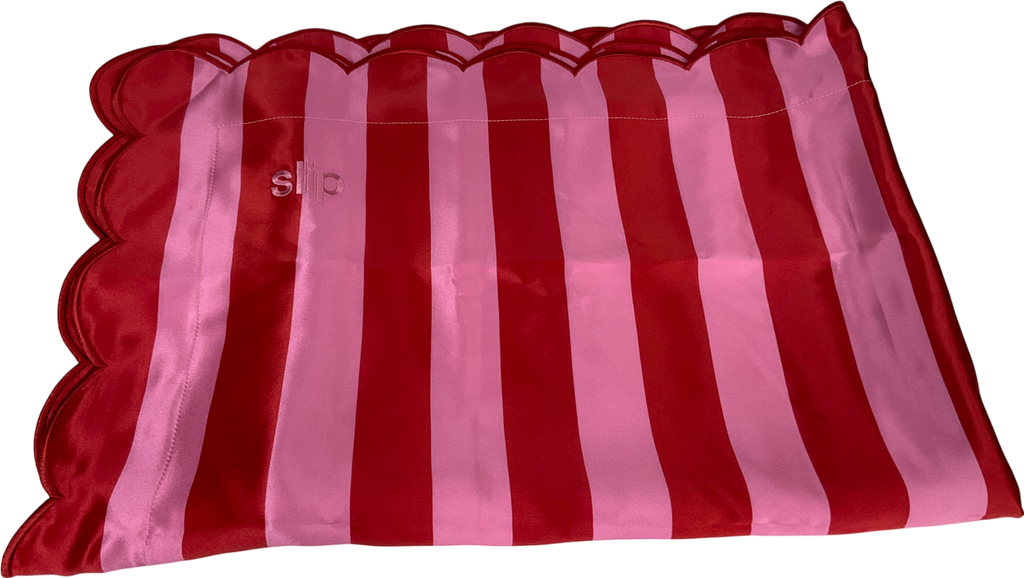 Slip Red Pure Silk Queen Pillowcase With Scalloped Edge Sunshade One Size