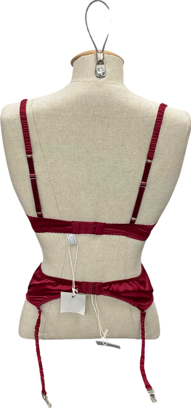 Identity Lingerie Red Upcycled  Bra And Suspenders UK 32C